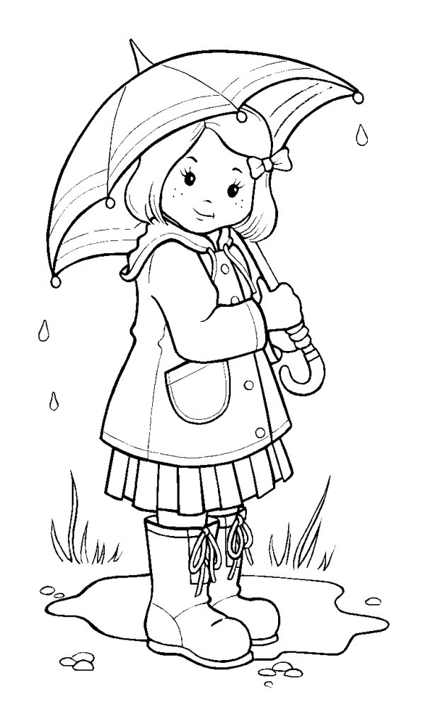Girl On The Rainyday Free to Coloring on Page : New Coloring Pages