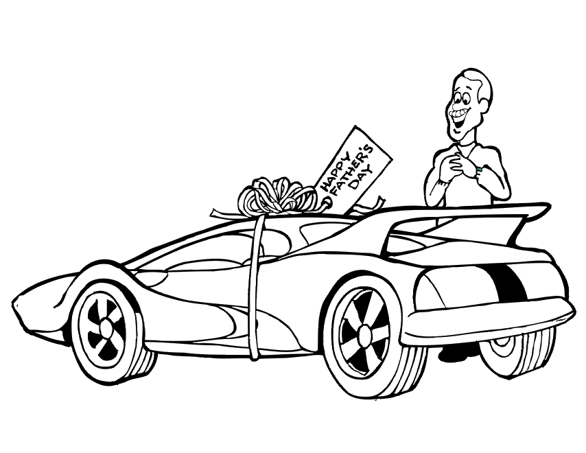 Fathers Day Coloring Page | New Car For Dad