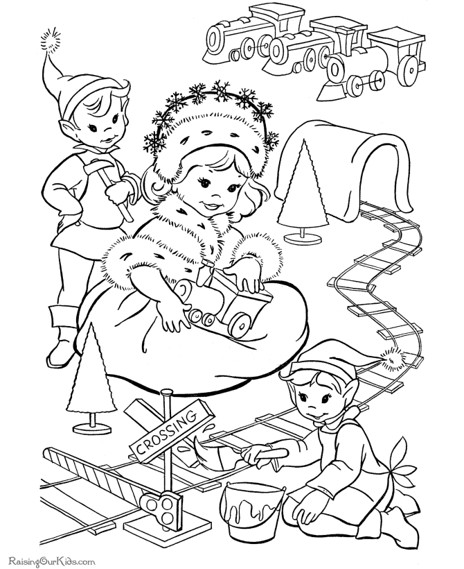 Christmas printable coloring pages - Elves!