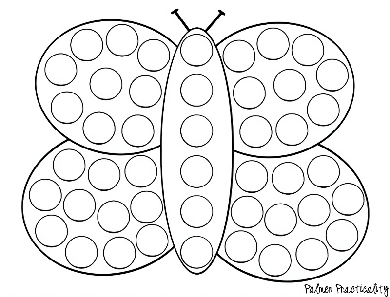 Butterfly do a dot art coloring page