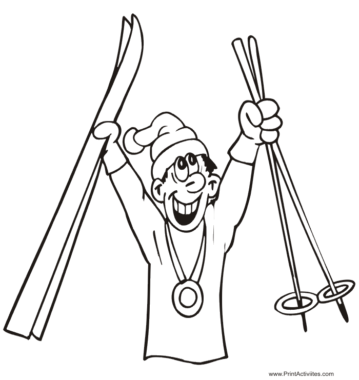 Winter Olympics Coloring Page Ski Jumper