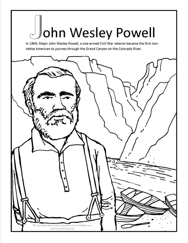 John Wesley Powell Coloring page | Summer Fun