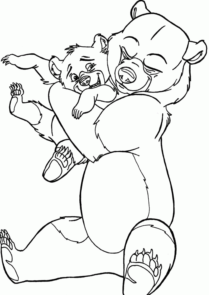 Printable Mother Bear Hug A Little Bear Coloring Page - Animals 