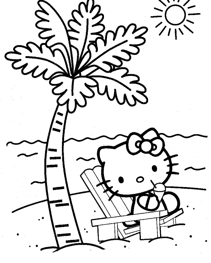 hello kitty beach coloring pages | The Coloring Pages