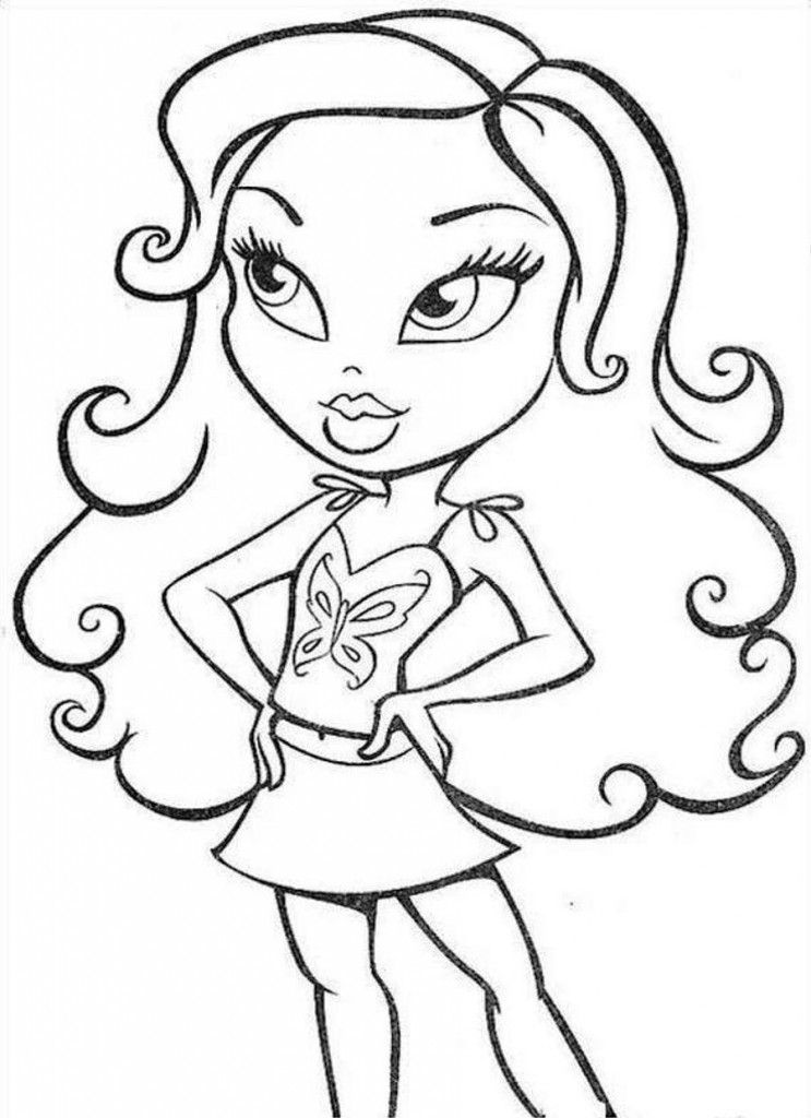 Cartoon: Nice Curly Bratz Coloring Page Coloringplus Picture 