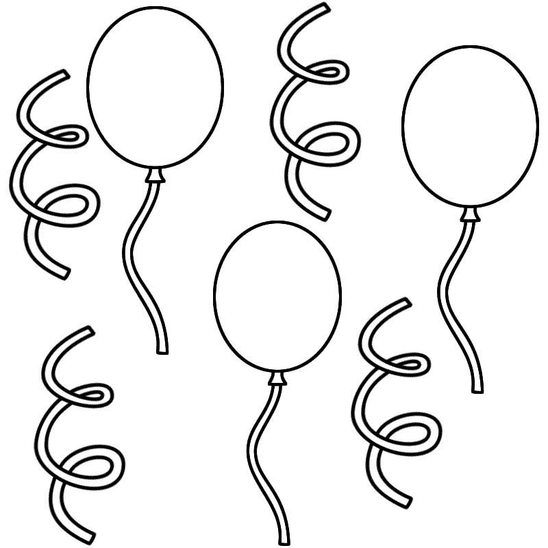 Balloons with Streamers - Coloring Page (Independence Day)