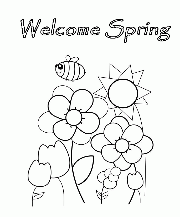 Welcome Spring Coloring Page Print - Spring Day Coloring Pages 