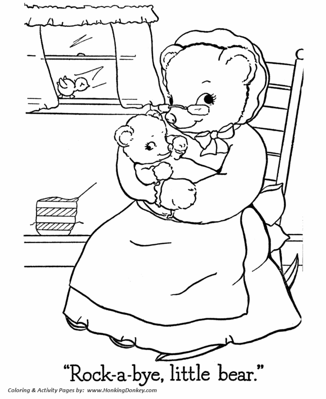 Teddy Bear Coloring Pages | Momma and Baby Bear Coloring Page 