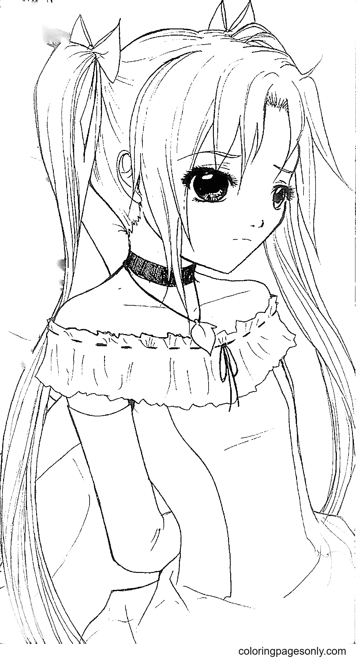 Long Hair Anime Girl Coloring Pages - Coloring Pages For Kids And Adults -  Coloring Home