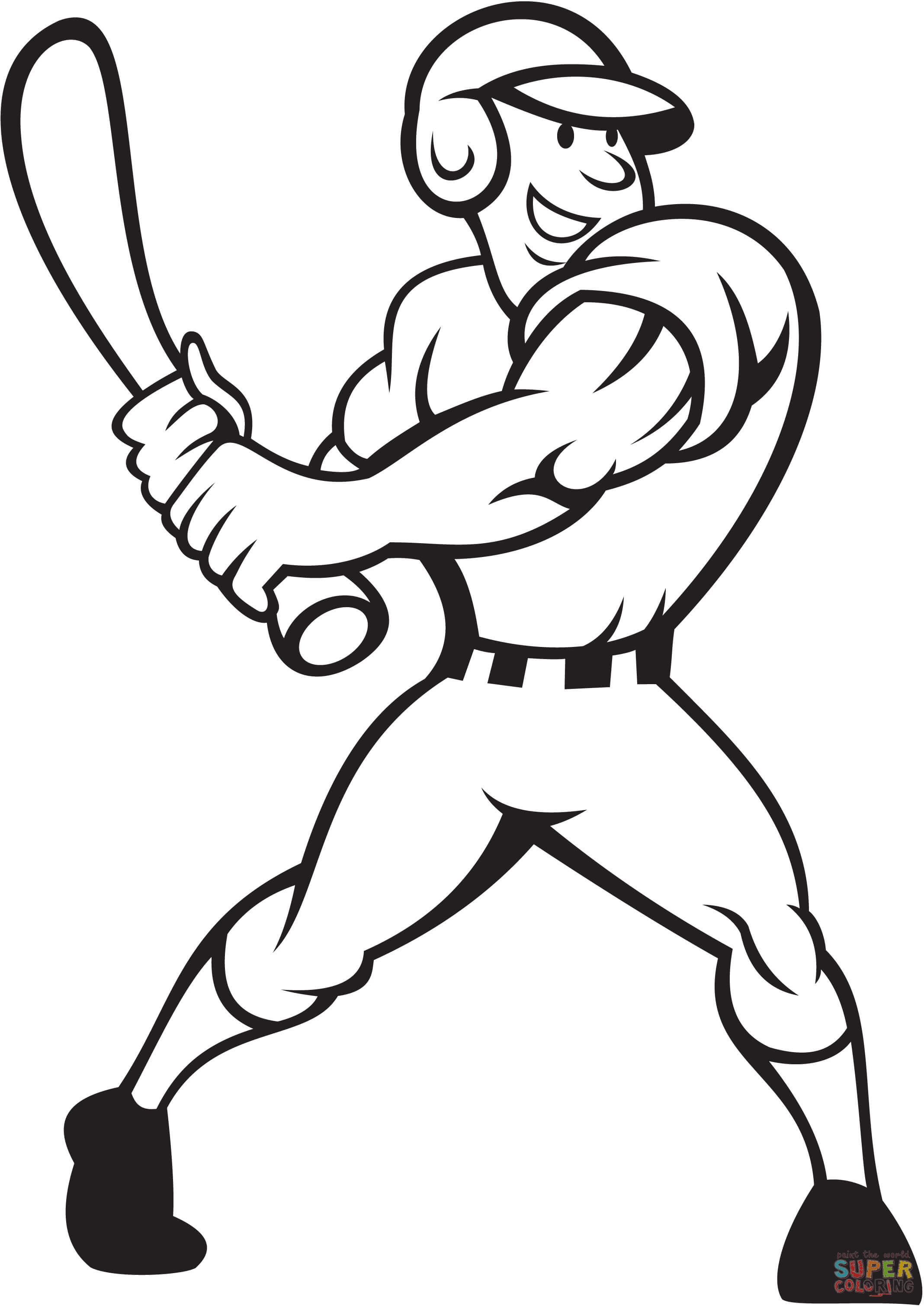 Baseball Player Batting Side coloring page | Free Printable Coloring Pages
