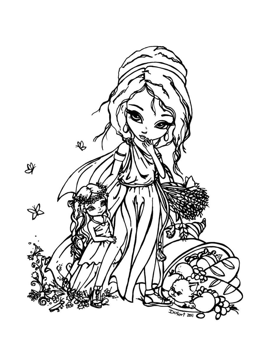 Demeter and young Persephone by JadeDragonne on deviantART | Fairy coloring  pages, Coloring pages, Fairy coloring