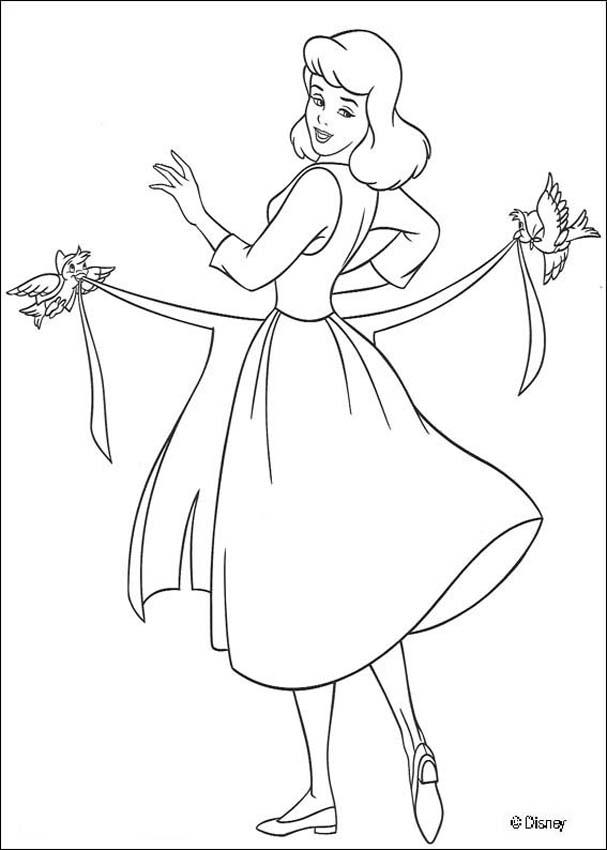 Cinderella coloring book pages - Cinderella dressing up