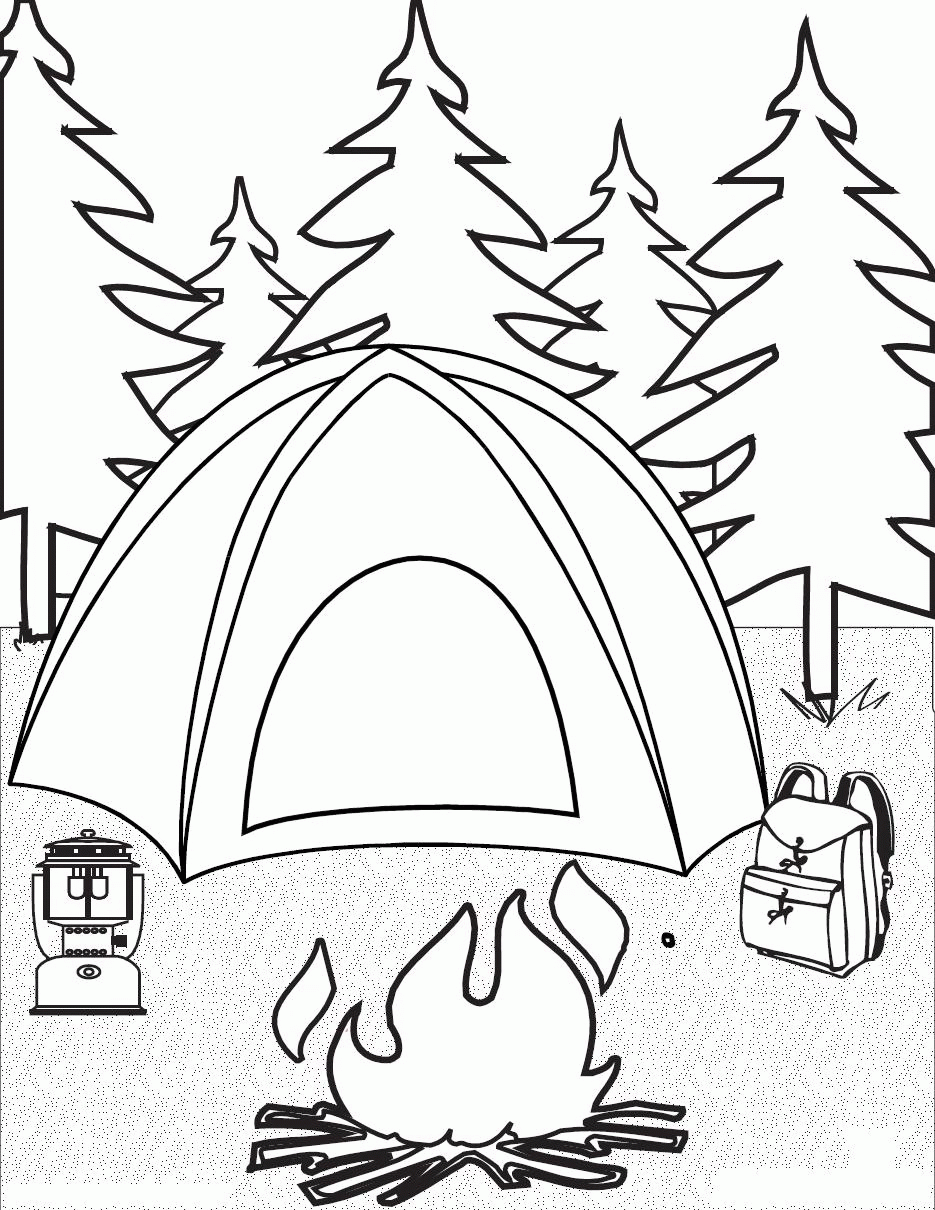 Camping Coloring Pages For Childrens Printable For Free Coloring Home