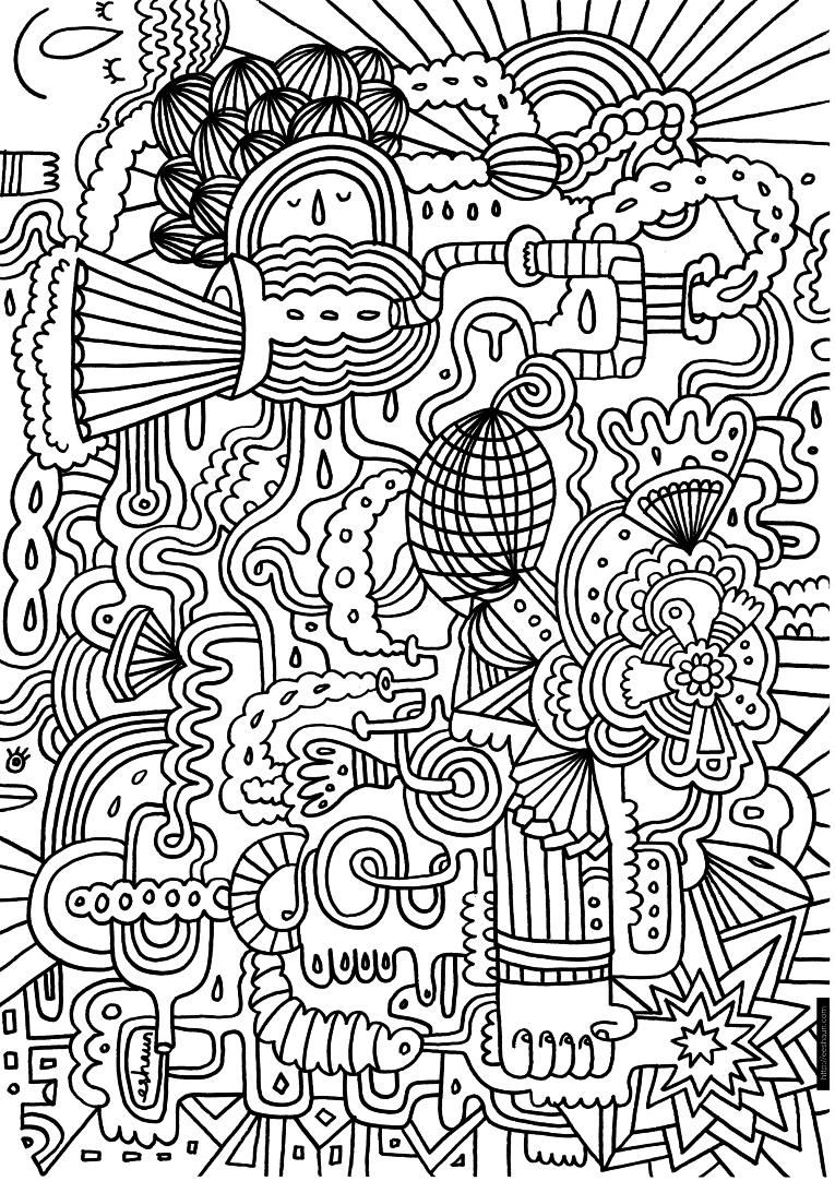 Free Coloring Pages For Adults Printable Hard To Color Abstract ...