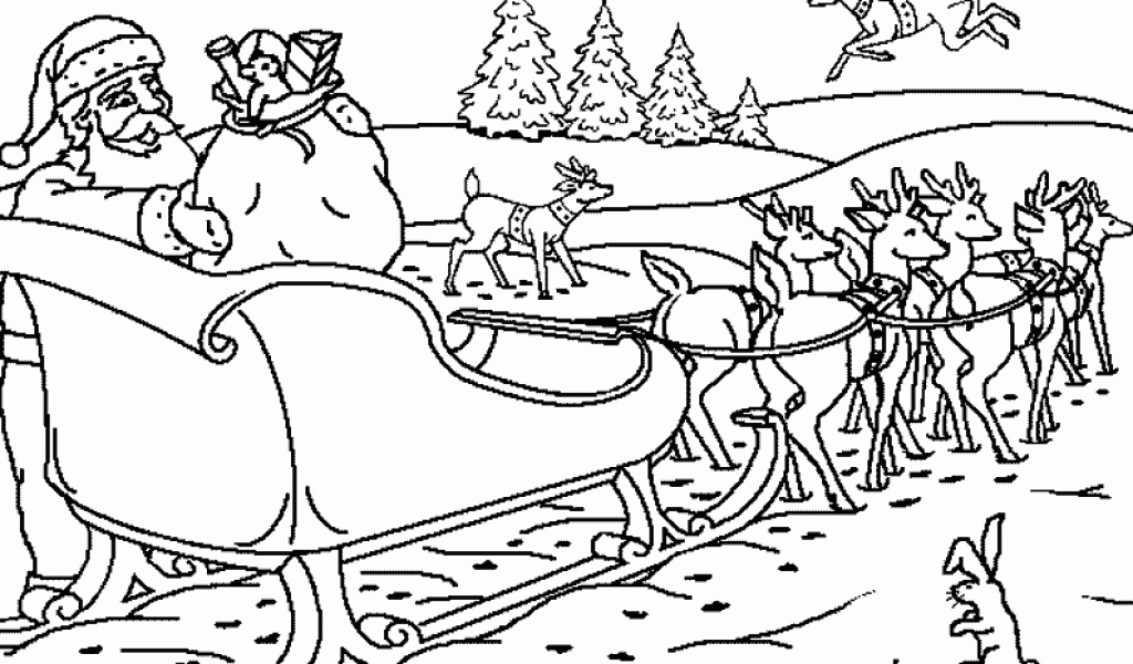 Christmas Reindeer Coloring Pages Santa Claus - Coloring Pages For ...