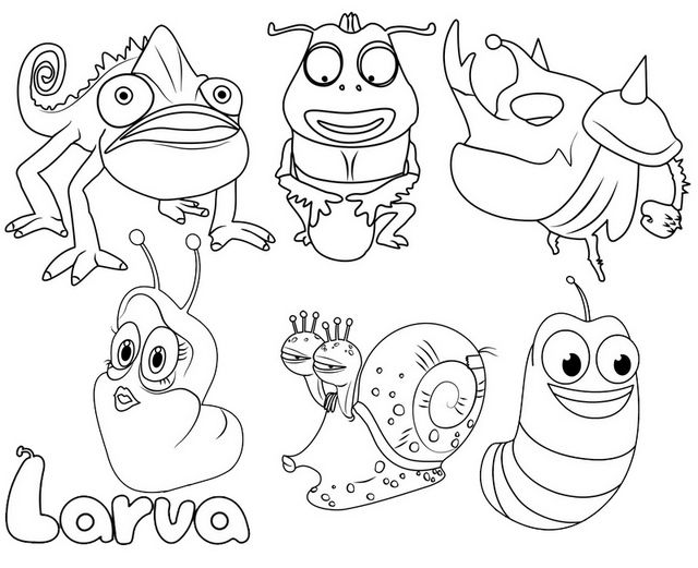 Yellow Larva And Brown Beetle Coloring Page | Desenhos Netflix ... -  Coloring Home