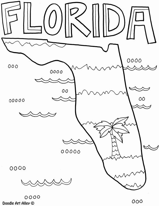 Map Of Florida Coloring Page