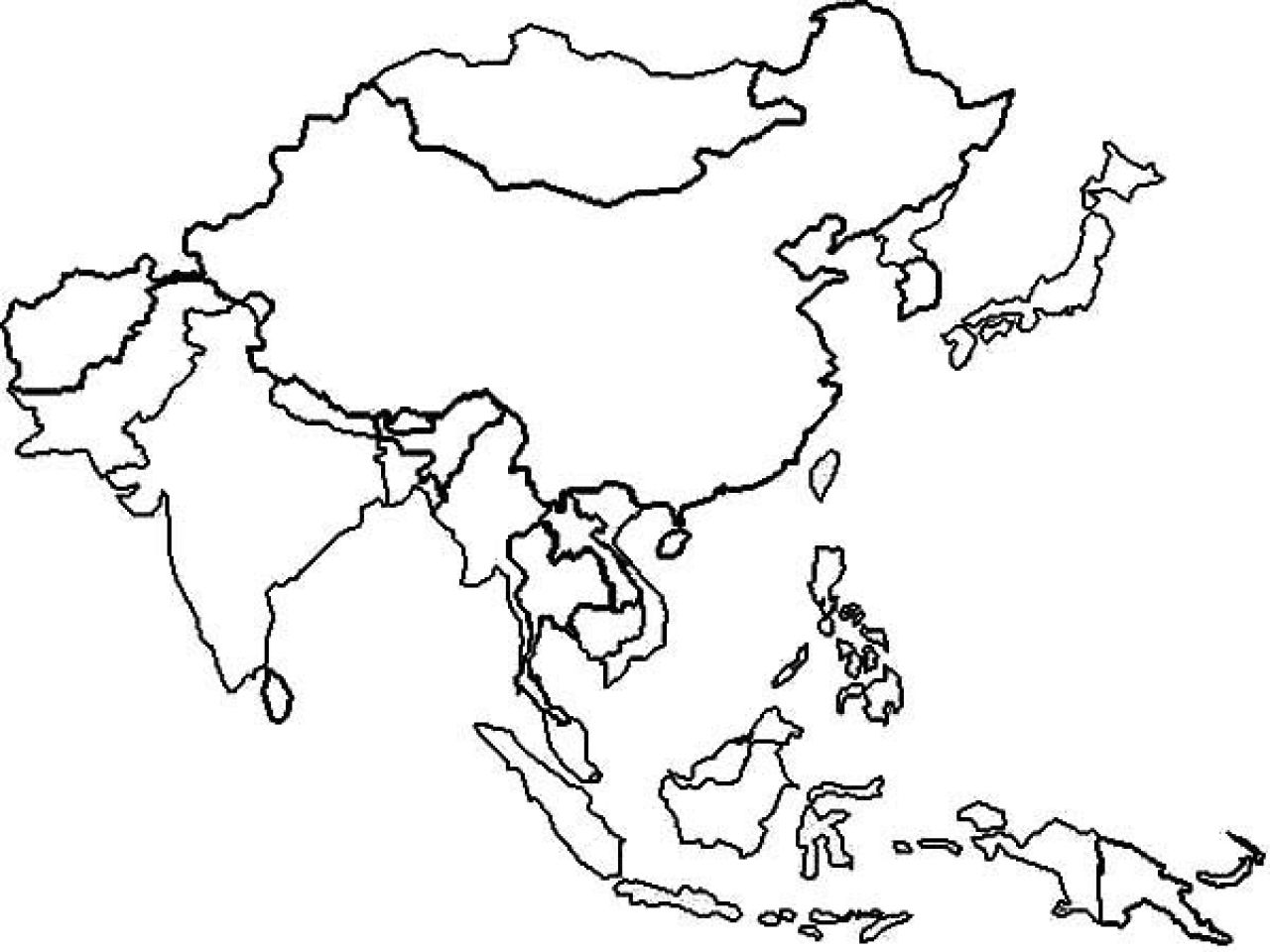 Printable Map Of East Asia Empty East Asia Map Asia Map Image Black And  White Asia Map Line Drawing Asia Map For ...