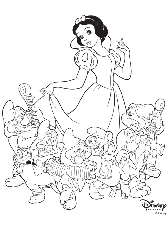 Snow White and the Seven Dwarfs free printable coloring pages –  Colorpages.org