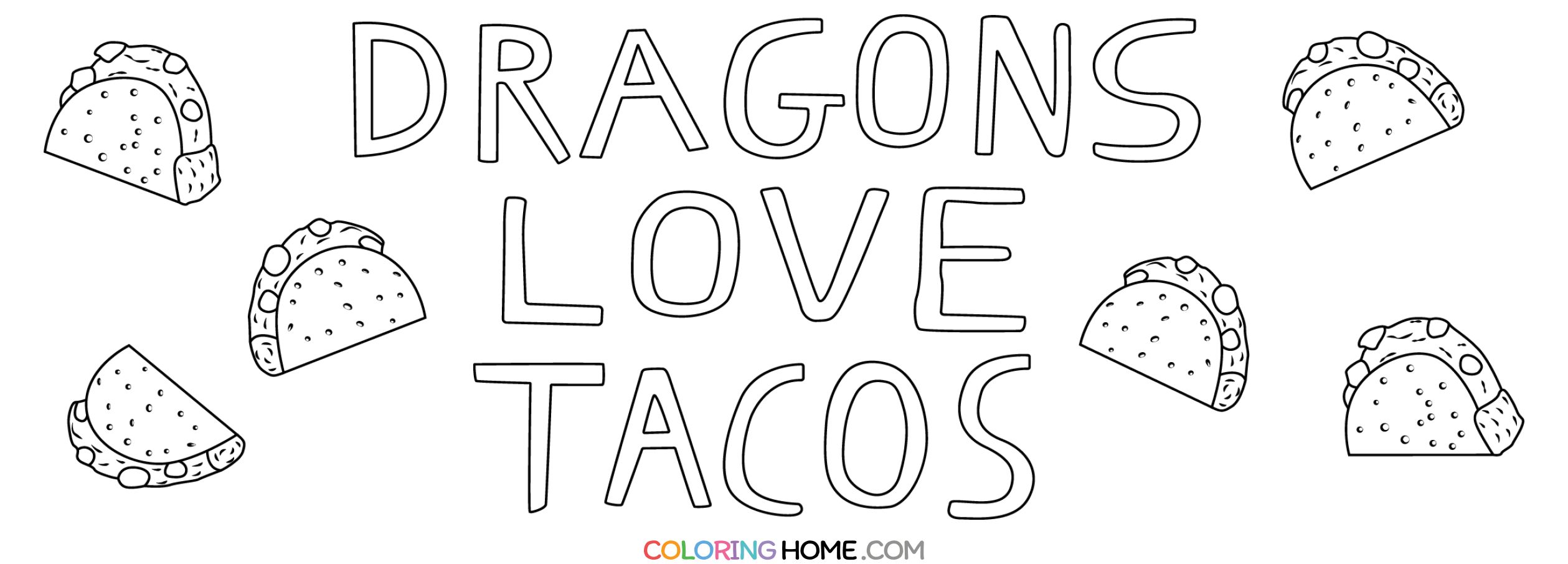 Dragons Love Tacos coloring page