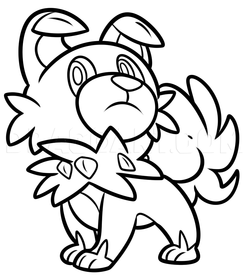 How to Draw Rockruff, Coloring Page, Trace Drawing