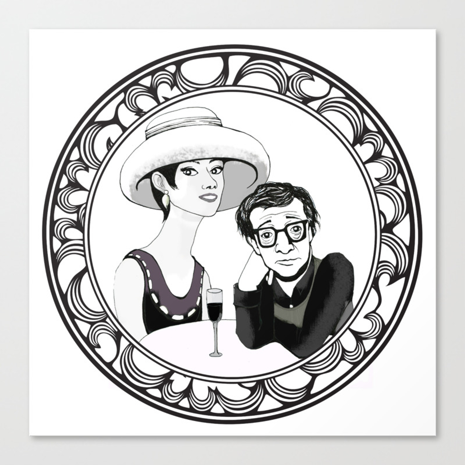 Audrey Hepburn & Woody Allen Canvas Print by HiAnastasia | Society6