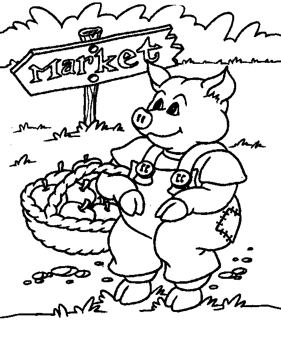 Pig coloring page of Pig going to market coloring pages