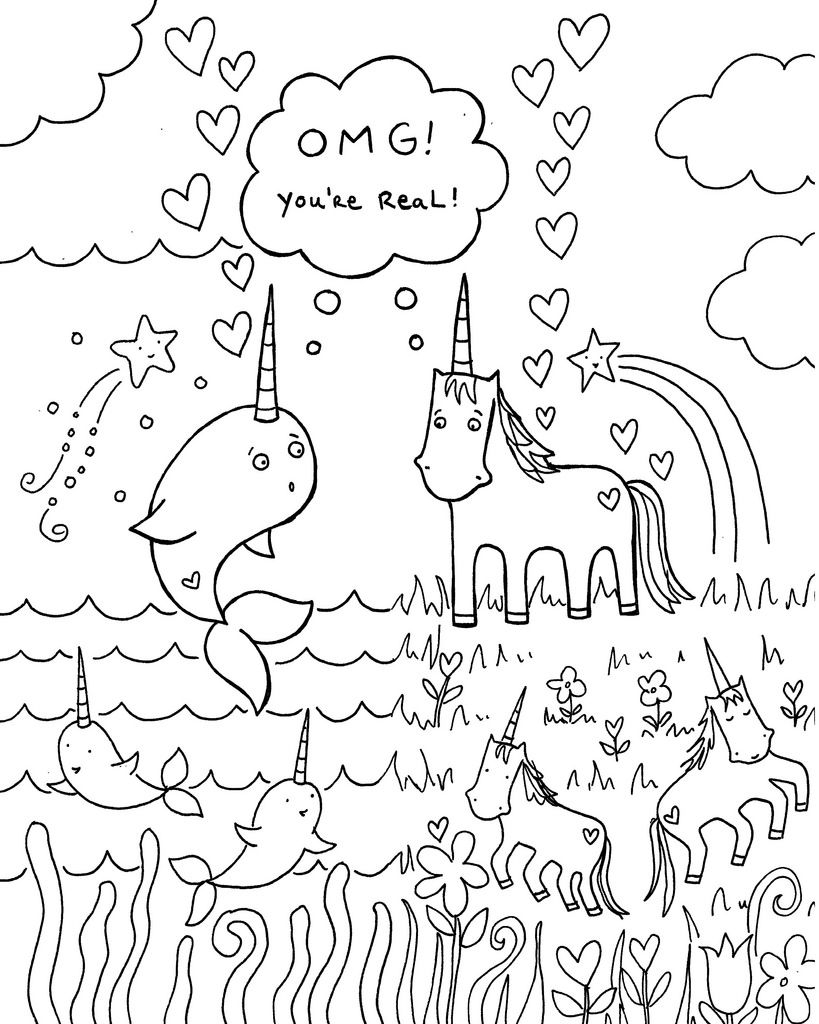 All Sizes   Free Download Narwhal Unicorn Coloring Book Page ...