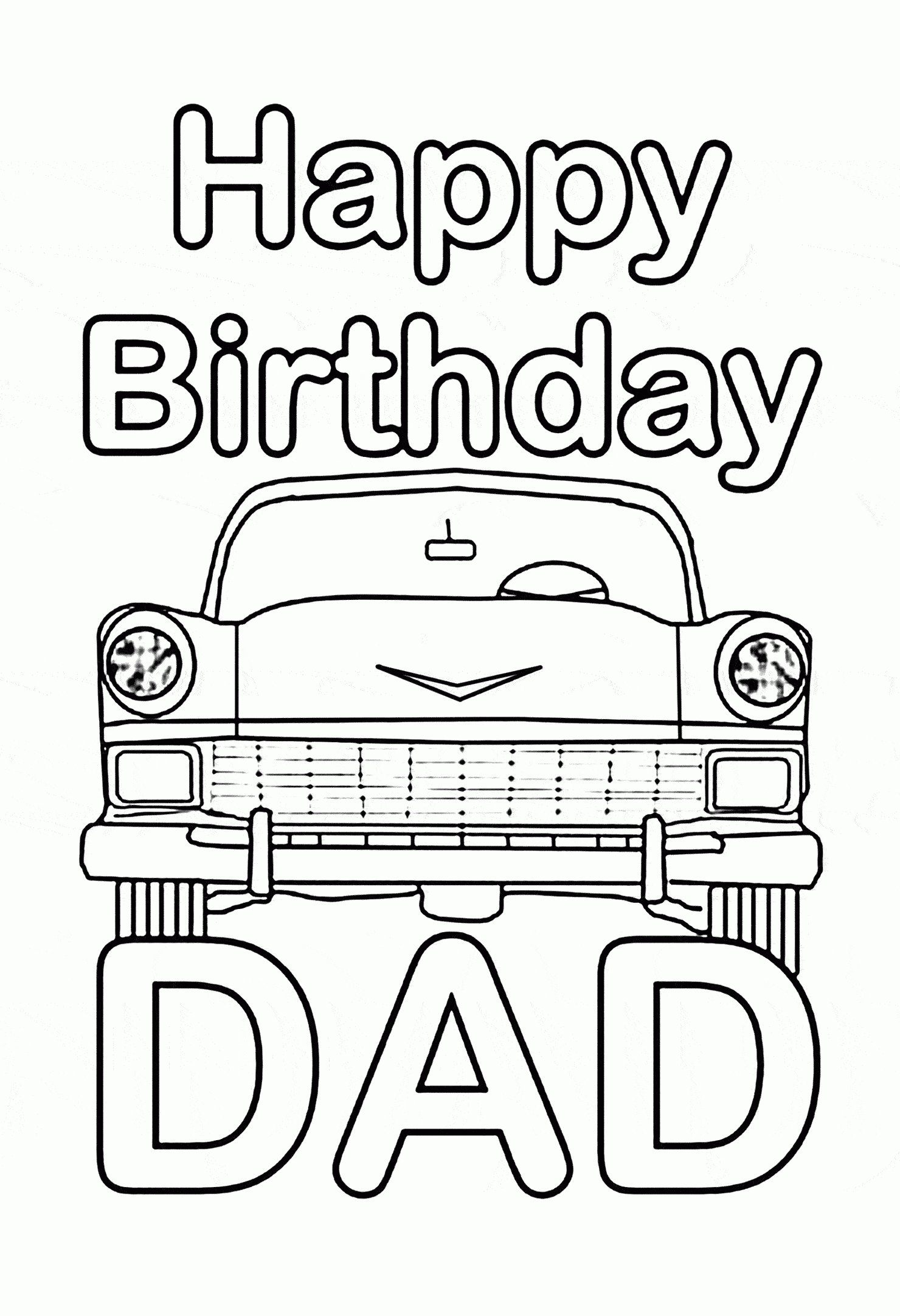 Happy Birthday Daddy Printable Coloring Page.