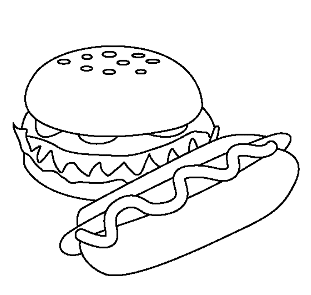 Burger And Hotdog Coloring Pages Of Food | Foods Coloring pages of ...