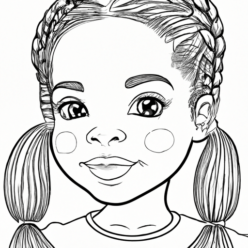Coloring Book Page of Cute African American Girl · Creative Fabrica