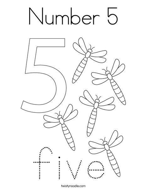 Number 5 Coloring Page - Twisty Noodle