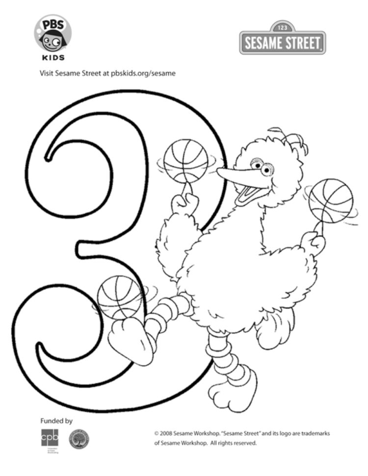 The Number 3 Coloring Page | Kids Coloring… | PBS KIDS for Parents