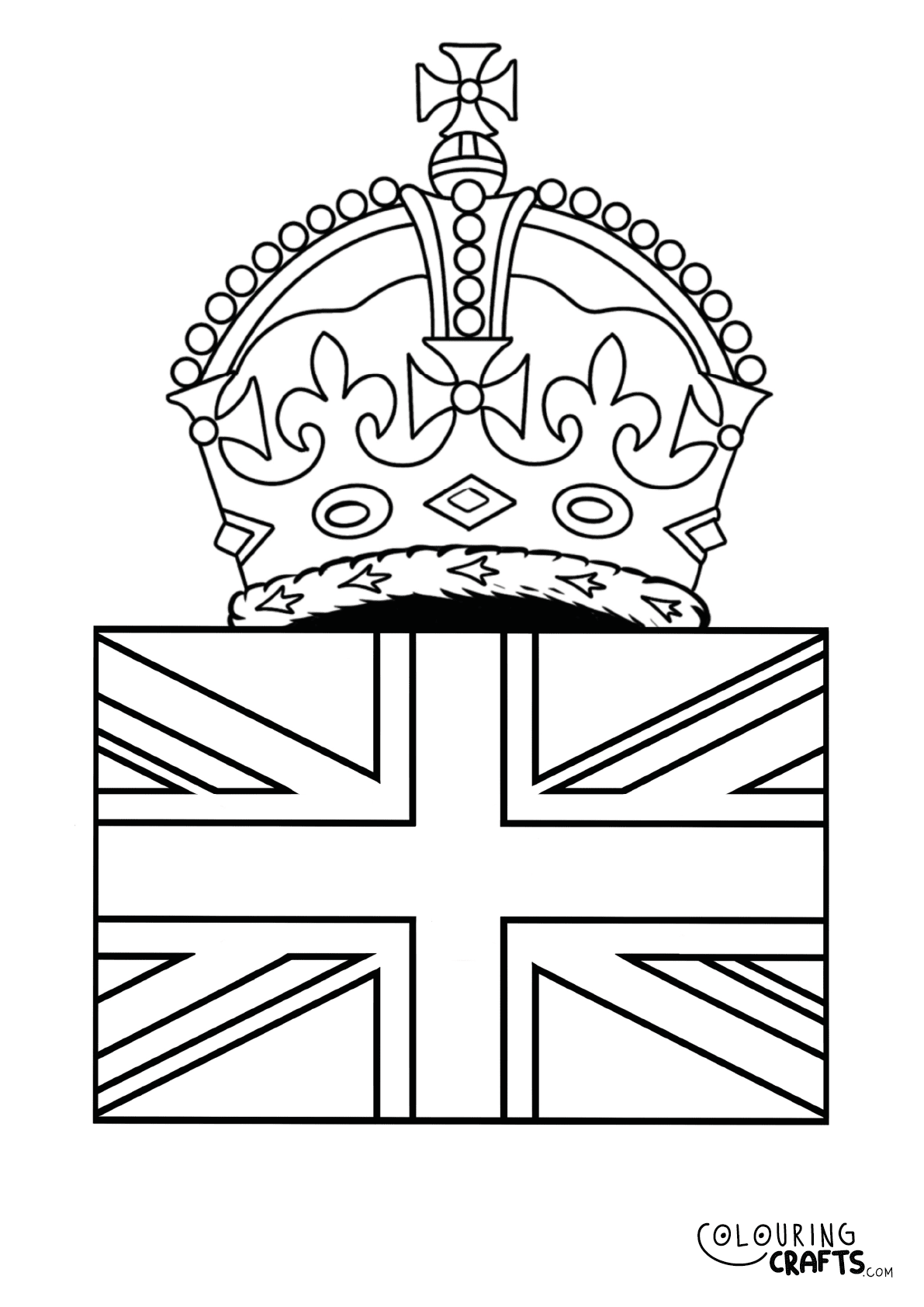 King Charles III Crown On Union Jack Coronation Colouring Page - Colouring  Crafts