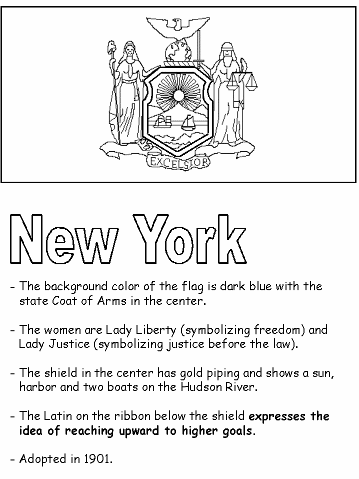 new york state flag coloring page coloring home