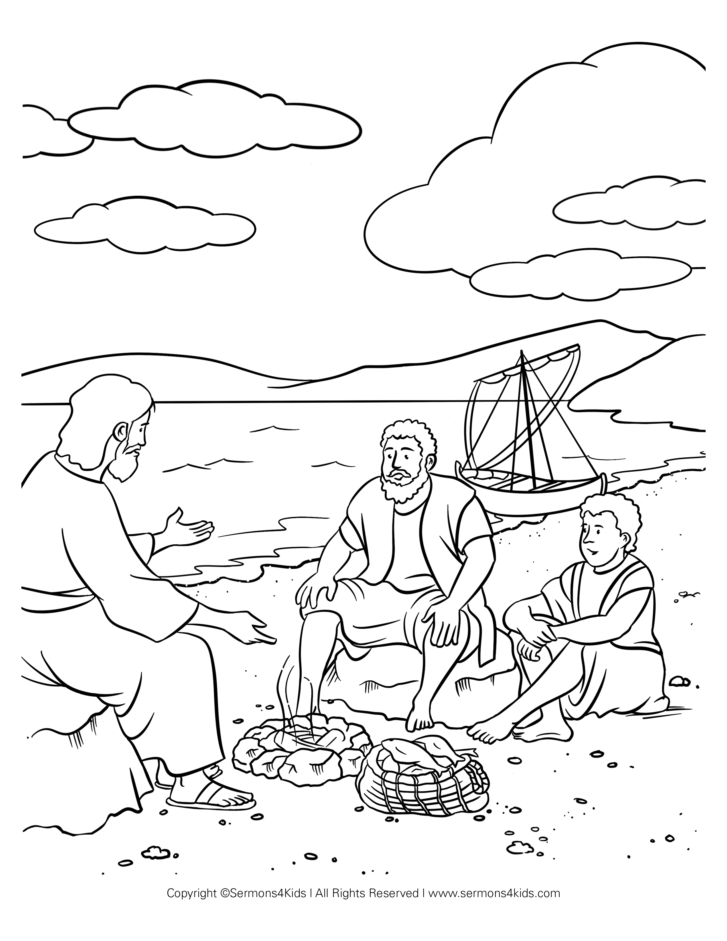 Fishing for People (Matthew) Coloring Page | Sermons4Ki...