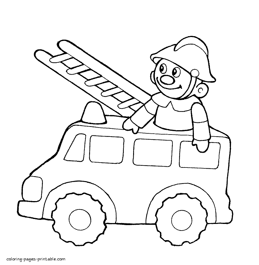 Toy fire truck coloring pages || COLORING-PAGES-PRINTABLE.COM