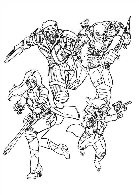 Guardians of the Galaxy Team Coloring Page - Free Printable Coloring Pages  for Kids