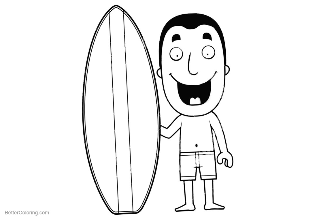 Surfboard Coloring Pages A Surfboard with Coconut Tree Pattern Free  Printable Coloring Pages - Coloring Pages