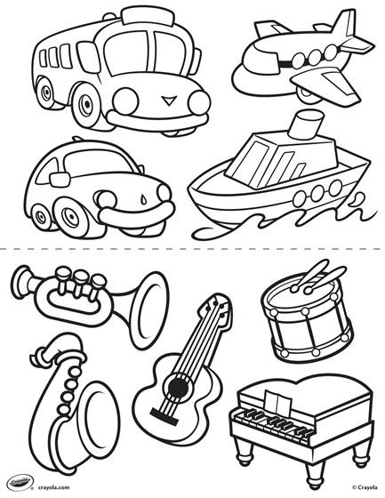 First Pages - Transportation and Instruments Coloring Page | crayola.com
