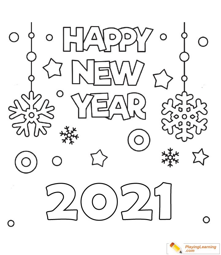 Happy New Year 2021 Coloring Page 02 | Free Happy New Year Coloring Page