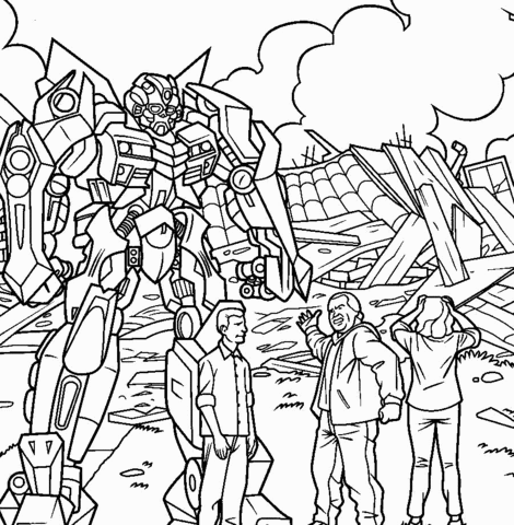 Transformers And Humans coloring page | Free Printable Coloring Pages