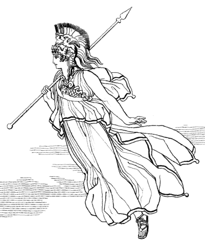 Athena with Spear coloring page | Free Printable Coloring Pages