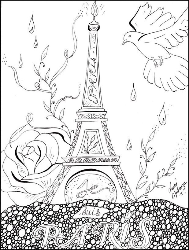 Anti Stress Coloring Pages Peace for Paris