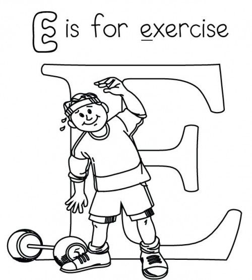 Letter E Is For Exercise Coloring Page | Alphabet coloring ...