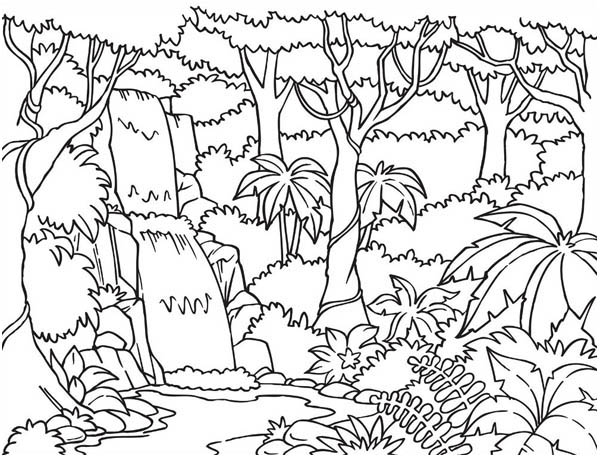 Waterfall #17 (Nature) – Printable coloring pages