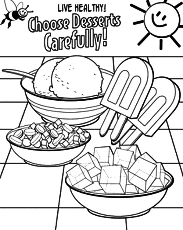 Healthy Eating Coloring Pages For Desserts : Coloring Sun
