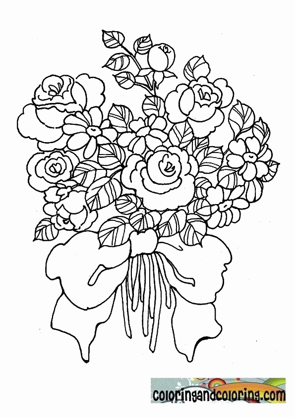 Best Photos of Bouquet Of Roses Coloring Pages - Rose Bouquet ...