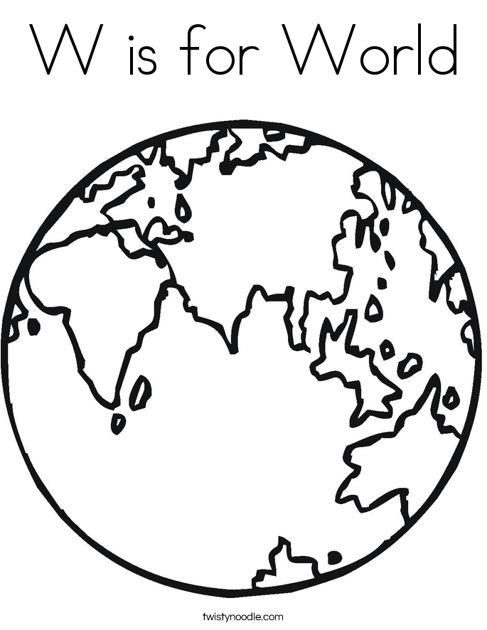 W is for World Coloring Page