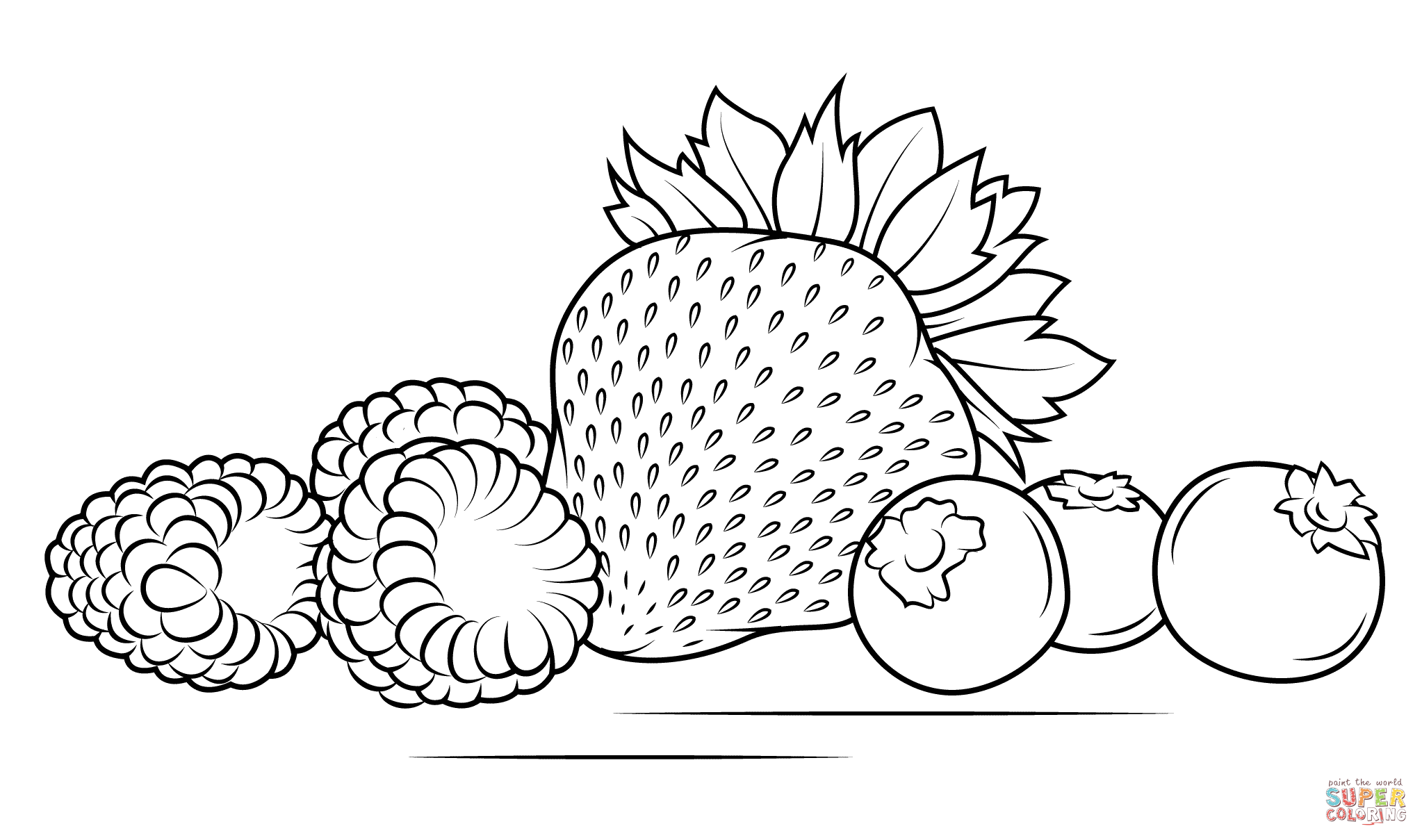 Strawberries, Raspberries and Blueberries coloring page | Free ...